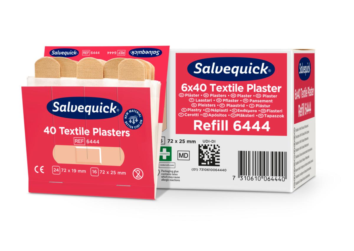 Textilplåster Salvequick Cederroth 6444 - PLÅSTER TEXTIL REFILL 6 REF/FP CEDERROTH 6444