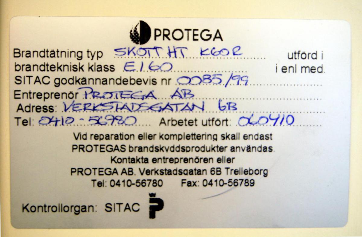 Märkningsetikett brandtätning - MÄRKETIKETT PROTEGA 100x60MM 25ST