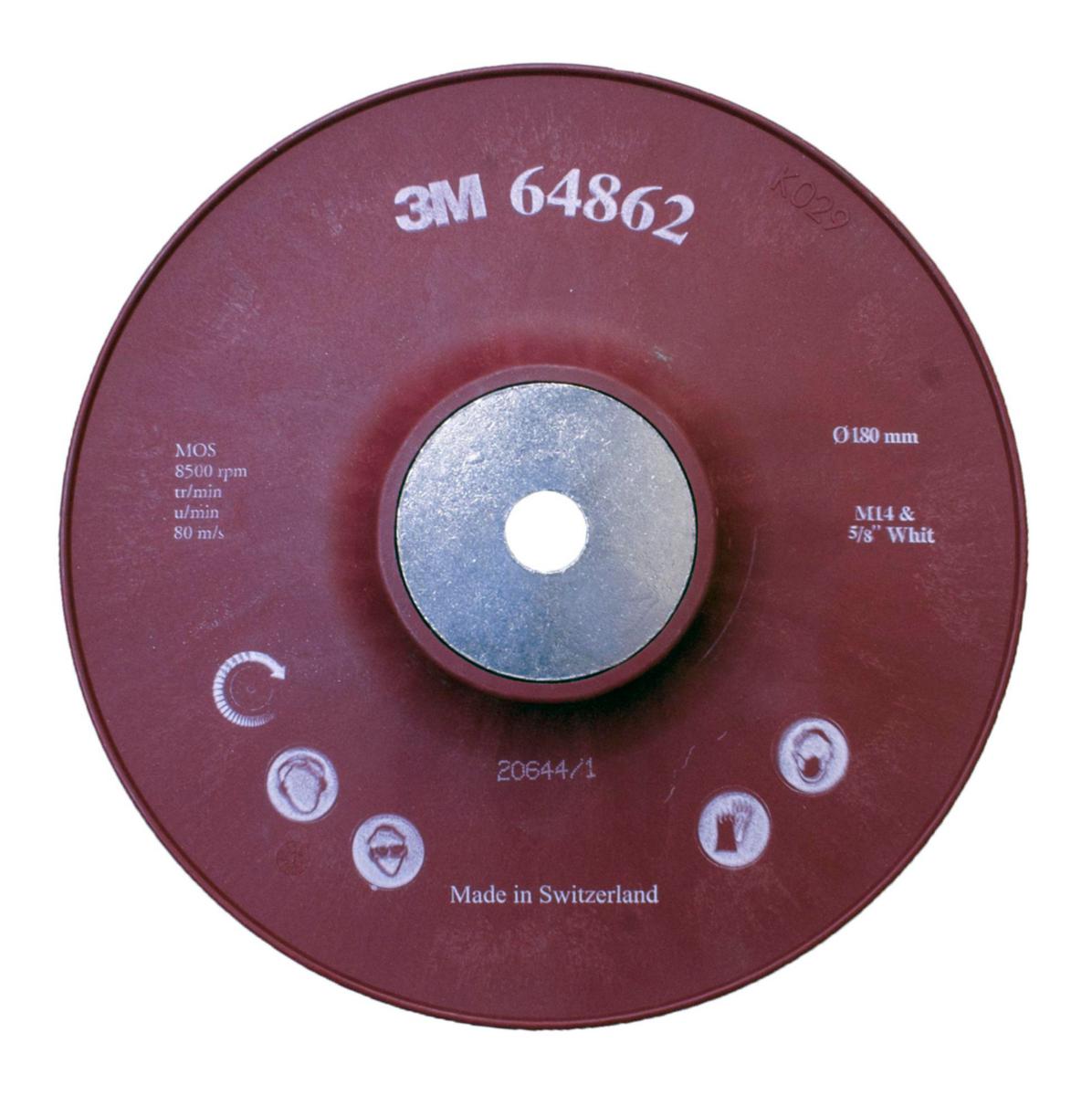 Stödplatta Räfflad 3M - STÖDPLATTA 3M 125MM RÄFFLAD RÖD FÖR M14 OCH 5/8 GÄNGA