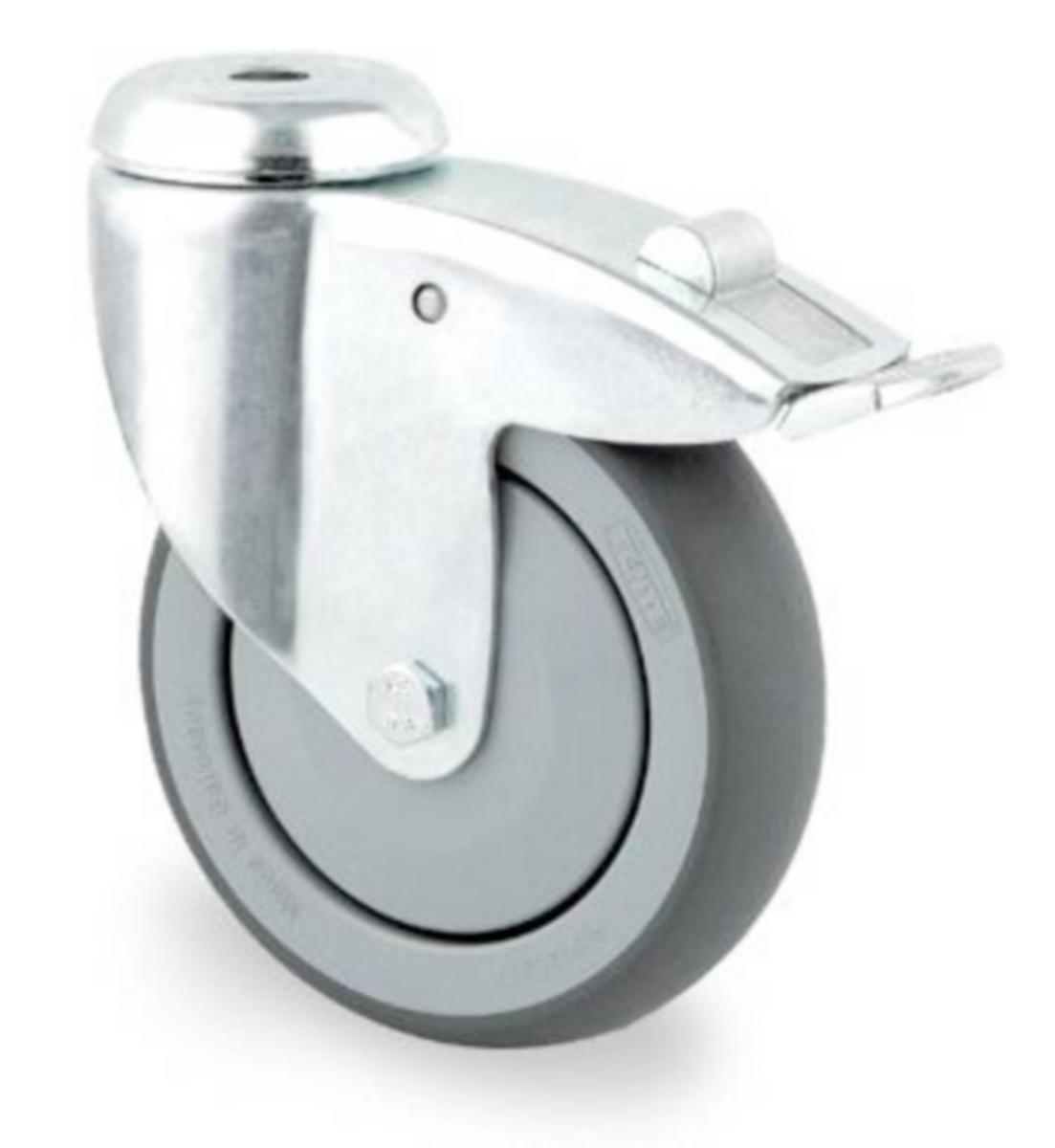 Länkhjul Tente med broms kullagrat - LÄNKHJUL TENTE 75MM TERMOGUMMI BROMS 2477PJP075P30 C-HÅL 11MM