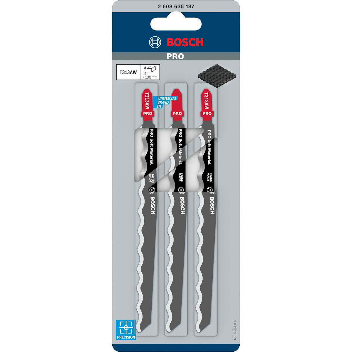 Sticksågblad Bosch PRO Soft Material Gummi - STICKSÅGBL.T313AW 3-P BOSCH 2608635187