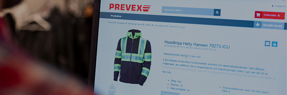 närbild på en tröja i prevex e-handel