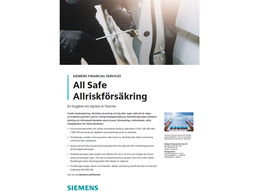 framsida av en pdf för allsafe allriskförsäkring